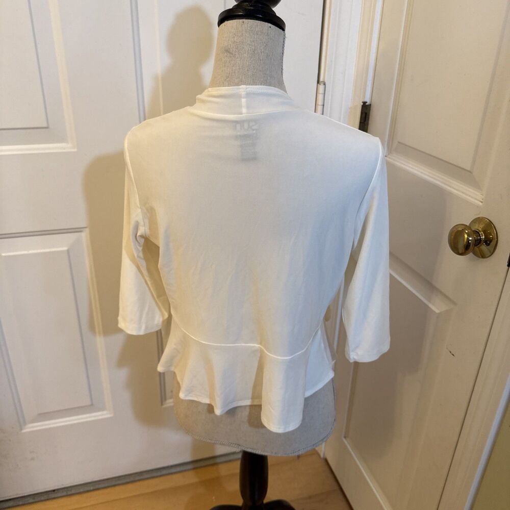 OFF WHITE CARDI Clara Sun Woo Womens Three Quarter Sleeve Comfy Cardigan Size S - Picture 10 of 10